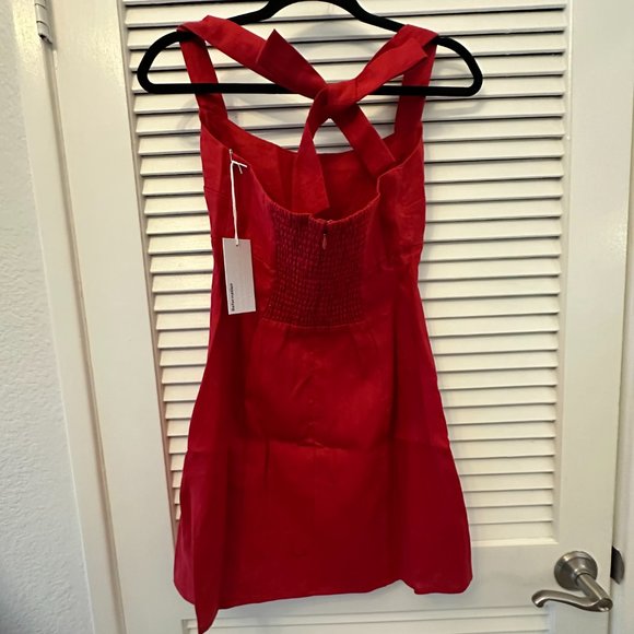 Reformation Isha Linen Dress in Cherry - Picture 14 of 15
